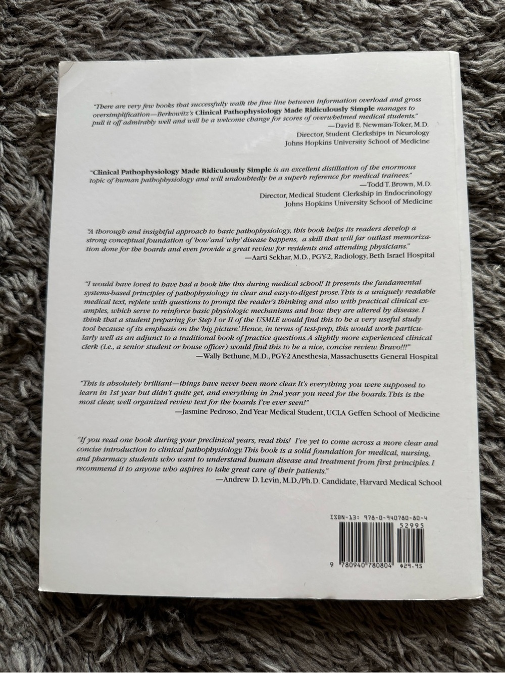 Clinical Pathophysiology Made Ridiculously Simple Berkowitz Paperback + CD - Picture 2 of 3